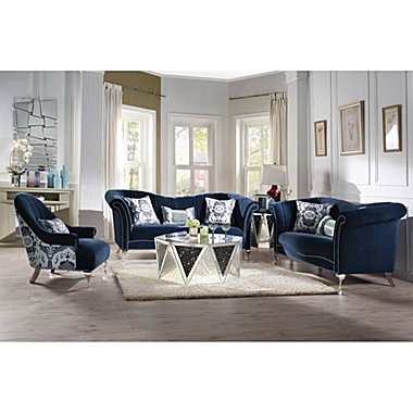 Yeah Depot Jaborosa Sofa w/3 Pillows in Blue Velvet. View a larger version of this product image.