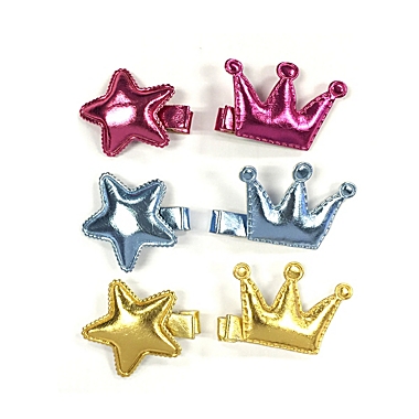 Wrapables Dress Up Princess Star Metallic Shine Alligator Hair Clips for Baby Toddler, Set of 6, Gold Collection. View a larger version of this product image.