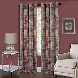 Kate Aurora Traditional Designs 2 Pack Atlanta Scroll Grommet Top Curtain Panels - 84 in. Long - Marsala
