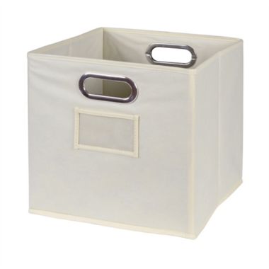 Niche Cubo Set of 12 Foldable Fabric Storage Bin with Built-in Chrome Handles - Natural. View a larger version of this product image.