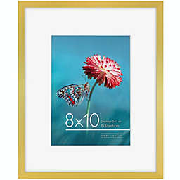 Americanflat 8x10 Black Picture Frame - Displays 5x7 Inch Picture with Mat or 8x10 Picture without Mat - Aluminum Frame with Tempered Shatter-Resistant Glass