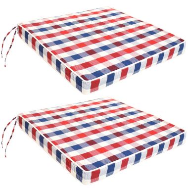 Sunnydaze Square Indoor/Outdoor Seat Cushions with Ties - 17" Square x 2" Thick - Americano - 2-Pack. View a larger version of this product image.