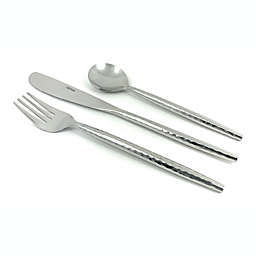 Vibhsa Hammered Stainless Steel Flatware 18-Piece Set (Dinner knives, Dinner Forks, Soup Spoons)