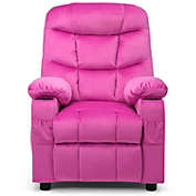 Slickblue Adjustable Lounge Chair with Footrest and Side Pockets for Children-Pink