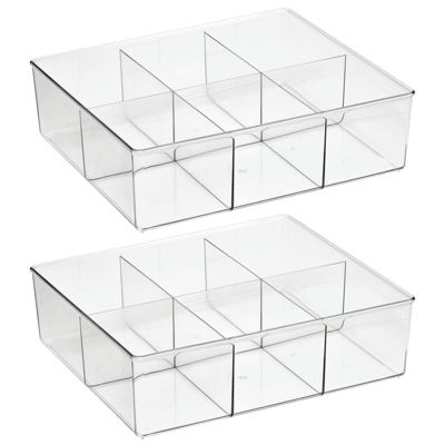mDesign Plastic Divided Closet Storage Bin - Clear