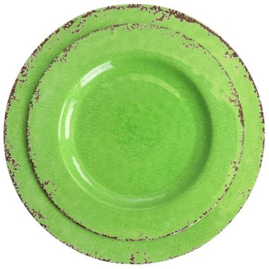 Laurie Gates California Designs Mauna 12 Piece Melamine Dinnerware Set in Crackle Green. View a larger version of this product image.