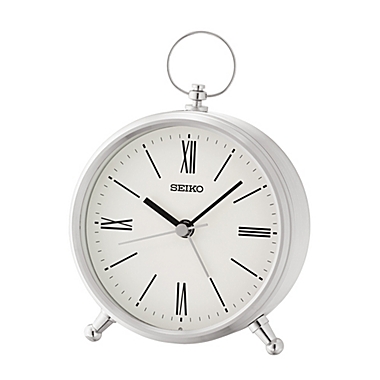 Seiko 5" Ming Bedside Alarm, Silver & White. View a larger version of this product image.