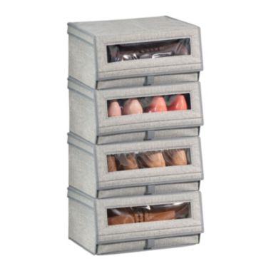 mDesign Stackable Fabric Closet Storage Shoe Box - Large. View a larger version of this product image.