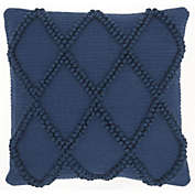 HomeRoots Home Decor. Navy Blue Textured Lattice Throw Pillow.