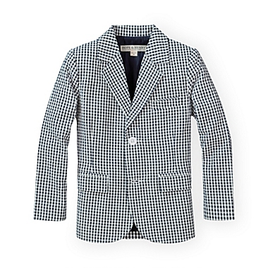 Hope & Henry Boys&#39; Seersucker Suit Jacket (Navy Gingham Seersucker, 6-12 Months). View a larger version of this product image.