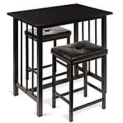 Best Choice Products 3-Piece Counter Height Dining Table Set w/ 2 Faux Leather Stools, Space-Saving Design - Black