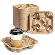 Stockroom Plus Pulp Fiber Coffee Carrier, 4 Cup Carry Holder for Hot and Cold Drinks (60 Pack)