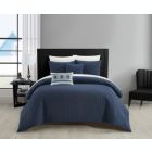 Alternate image 0 for NY&C Home Davina 9 Piece Comforter Set Geometric Hexagonal Pattern Design Bed In A Bag Bedding - Sheets Pillowcases Decorative Pillows Shams Included, King, Navy Blue