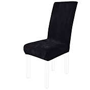 PiccoCasa 1 Piece Stretch Spandex Velvet Dining Room Chair Seat Slipcover, Black