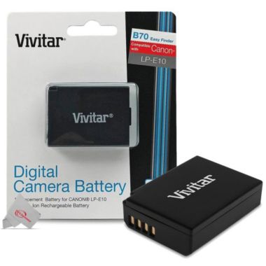 Vivitar LP E10 Rechargeable Replacement Battery for Canon EOS Rebel T7 T6 T5 T100 4000D 3000D 2000D 1300D 1200D. View a larger version of this product image.
