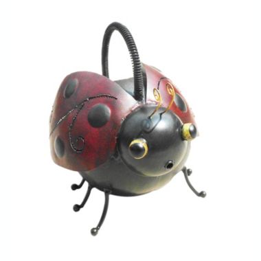 D-Art collection Handmade Home Garden Decorative Figurine Multi Color Iron Ladybug Watering Can. View a larger version of this product image.