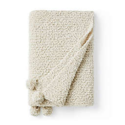 Byourbed Cozy Potato Pom Pom Yarn Knit Throw Blanket - Throw - Farmhouse White