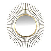 Homeroots Bed & Bath Gold Metal Spiked Wall Mirror Gold