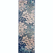 Nourison Tranquil 2&#39;3" X 7&#39;3" (7&#39; Runner) Navy/Pink Area Rug Contemporary Ombre Floral by Nourison