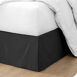 Bare Home Bed Skirt Double Brushed Premium Microfiber, 15-Inch Tailored Drop Pleated Ruffle, 1800 Ultra-Soft, Shrink Resistant - Queen, Black