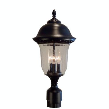 Special Lite Products Glenn Aire F-2990-BLK-SG Medium Post Mount with Seedy Glass. View a larger version of this product image.