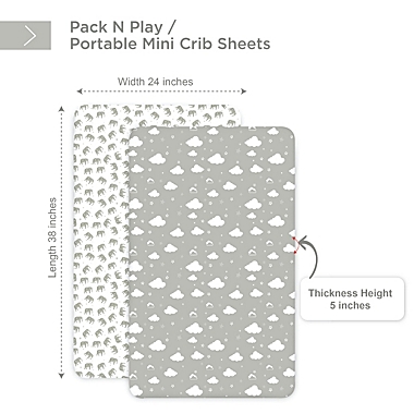 Bubo Baby Pack and Play Fitted Sheet, Portable Pack N Plays Mini Crib Sheets, 2 Pack Play Sheets, 100% Jersey Cotton Playard Sheets. View a larger version of this product image.