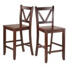 Alternate image 0 for Victor 2-Pc V-back Counter Stool Set, Walnut