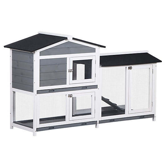 2-Tier Large Wooden Rabbit Hutch Bunny Guinea Pig Hen House Poultry Pet Cage New 