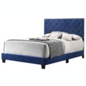 Passion Furniture Suffolk Navy Blue Queen Panel Bed