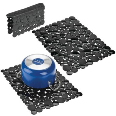 mDesign Plastic Kitchen Sink Protector Set, Bubble Design, Set of 3. View a larger version of this product image.