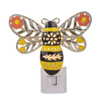 Ganz Black and Yellow Bee Zinc Metal Plug in Night Light 4 Inch. View a larger version of this product image.