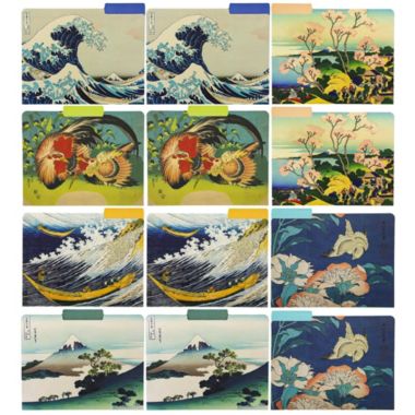 The Gifted Stationery Decorative File Folders 1/3 Cut Tab, Japanese Inspired Hokusai Designs (12 Pack). View a larger version of this product image.