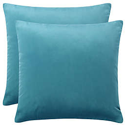 PiccoCasa Pack of 2 Velvet Throw Pillow Cover, Decorative Throw Cushion Cover Luxury Euro Square Pillowcase for Sofa Couch Bed Chair, Teal Blue, 18