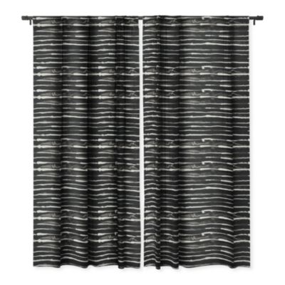 Deny Designs Ninola Design Ink stripes Black Blackout Window Curtain