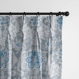 6ix Tailors Fine Linens Osha Sky/Gray Pinch Pleat Drapery Panel Pair