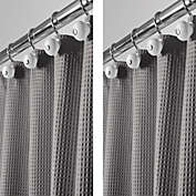 mDesign LONG Waffle Weave Fabric Shower Curtain - 2 Pack