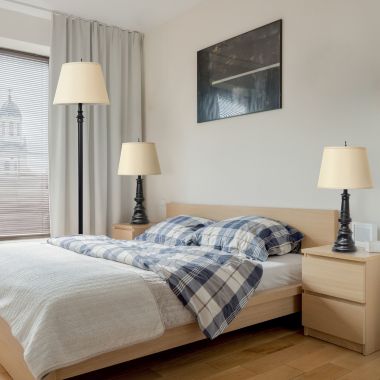 Lalia Home Homely Oxford Classic 3 Piece Metal Lamp Set (2 Table Lamps, 1 Floor Lamp) with Tan Tapered Drum Fabric Shades and Restoration Bronze Finish. View a larger version of this product image.