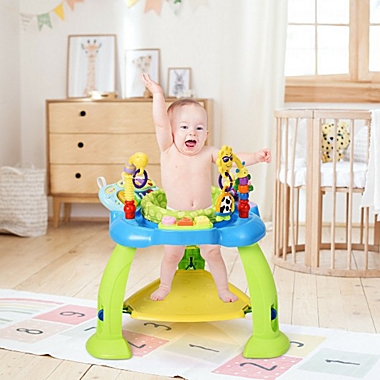 Costway 2-in-1 Baby Jumperoo Adjustable Sit-to-stand Activity Center-Green. View a larger version of this product image.