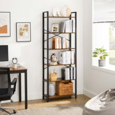 BreeBe Industrial 6-Tier Bookshelf with Steel Frame. View a larger version of this product image.