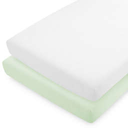 Bare Home Crib Microfiber Fitted Bottom Sheets (Crib - 2 Pack, Spring Mint/White)