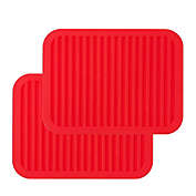 Wrapables Silicone Trivet, Multi-use Durable Flexible Non-Slip Insulated Silicone Mat (Set of 2), Red