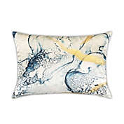Cloud 9 Design 20" Blue and Gold Rectangular Velvet Throw Pillow