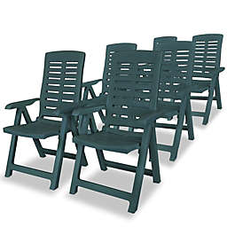 vidaXL Reclining Patio Chairs 6 pcs Plastic Green