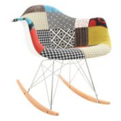 LeisureMod Wilson Twill Fabric Eiffel Rocking Chair - Multi-Color