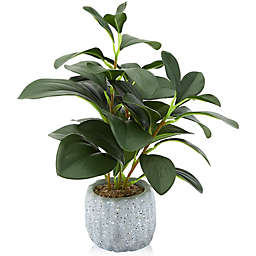 Juvale Artificial Plant with Grey Cement Planter Pot (3.1 x 3.1 x 11.8 Inches)