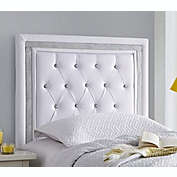 DormCo Tavira Allure College Dorm Headboard - White with Silver Crystal Border