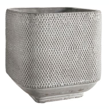 Urban Trends Collection Cement Square Pot with Embossed Abstract Pattern Design Body and Tapered Bottom SM Washed Finish Gray. View a larger version of this product image.