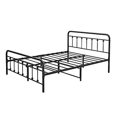 Idealhouse Amanda Queen Black Platform Bed Frame with Headboard and Metal Bed Slats. View a larger version of this product image.