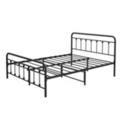 Idealhouse Amanda Queen Black Platform Bed Frame with Headboard and Metal Bed Slats