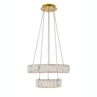 Elegant Lighting Monroe Integrated LED chip light gold Pendant Clear Royal Cut Crystal. View a larger version of this product image.